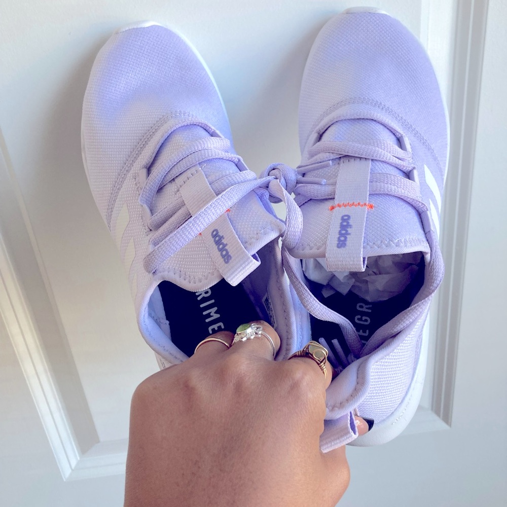 New Lavender Adidas cloud foam running shoes